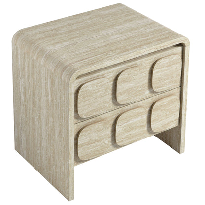 Toscana 2-Drawer Nightstand beige stone finish with rounded fronts by HouseOfZazla on Tampa Home & Garden Store