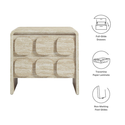Toscana 2-Drawer Nightstand travertine paper laminate with full-glide drawers on Tampa Home & Garden Store