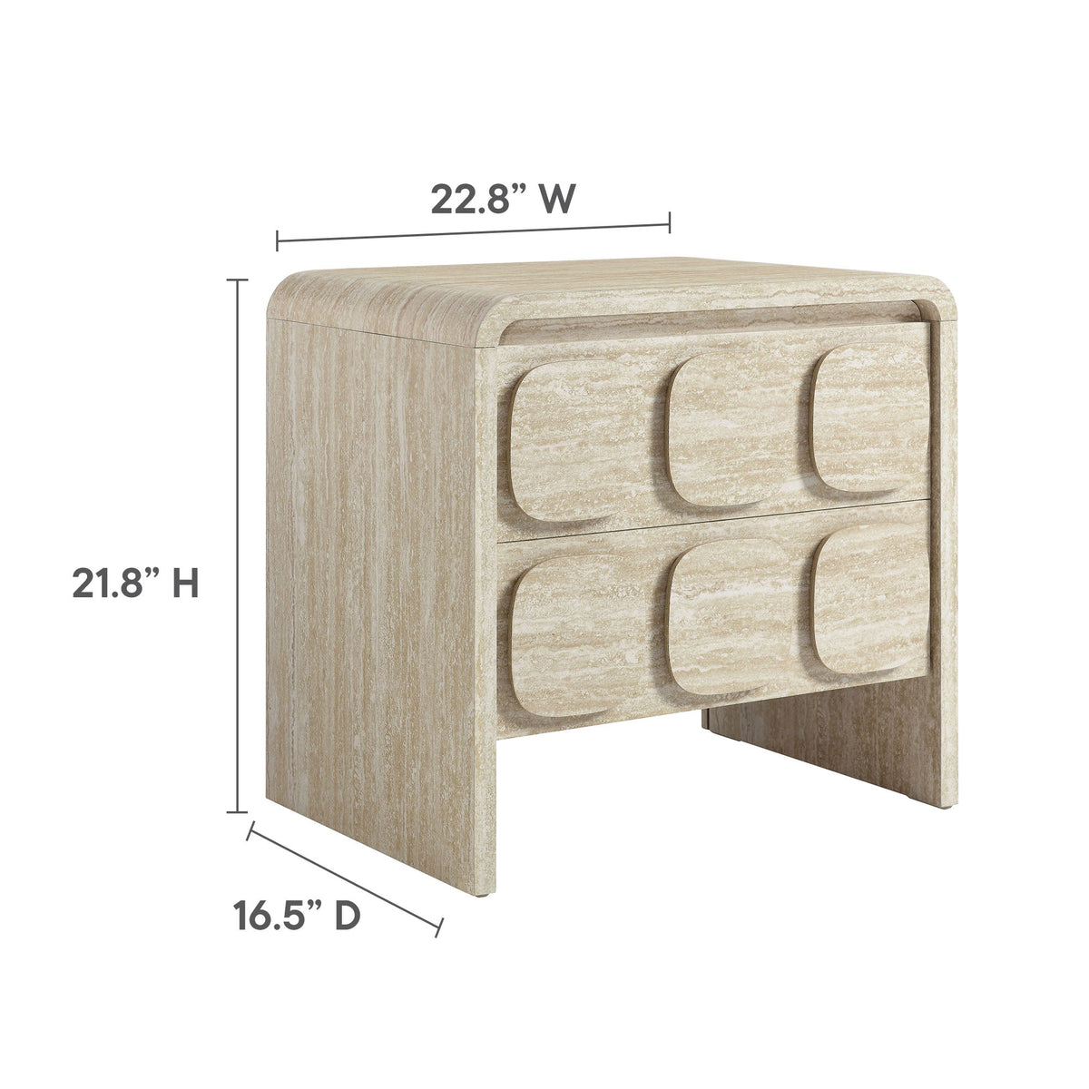 Toscana 2-Drawer Nightstand by Modway in light woodgrain with rounded fronts on Tampa Home & Garden Store