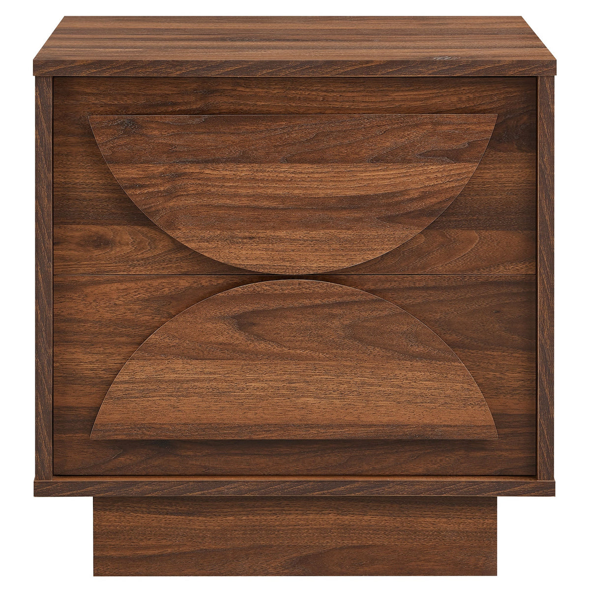 Bulwark 2-Drawer Nightstand by Modway in dark walnut wood with curved-front drawers on Tampa Home & Garden Store