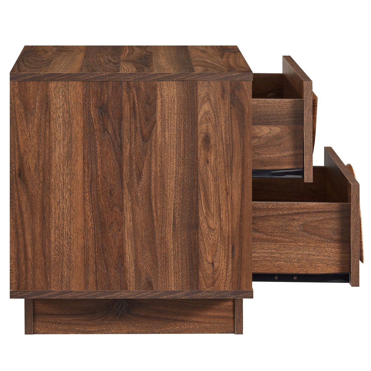 Bulwark 2-Drawer Nightstand in dark walnut wood finish with visible grain on Tampa Home & Garden Store