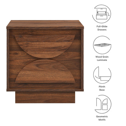 Bulwark 2-Drawer Nightstand by Modway in dark wood grain laminate with full-glide drawers on Tampa Home & Garden Store