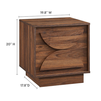 Bulwark 2-Drawer Nightstand dark wood finish with curved drawer fronts by Modway on Tampa Home & Garden Store