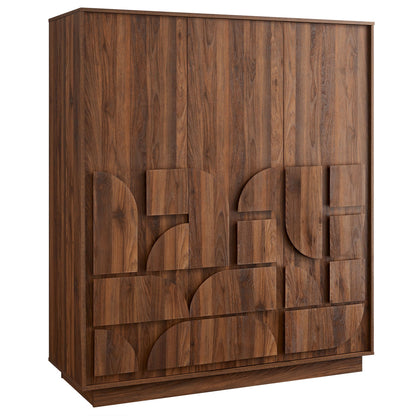 Bulwark 3-Door Wardrobe Closet in dark walnut wood by HouseOfZazla on Tampa Home & Garden Store