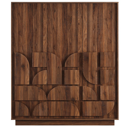 Bulwark 3-Door Wardrobe Closet in dark walnut wood veneer by HouseOfZazla on Tampa Home & Garden Store
