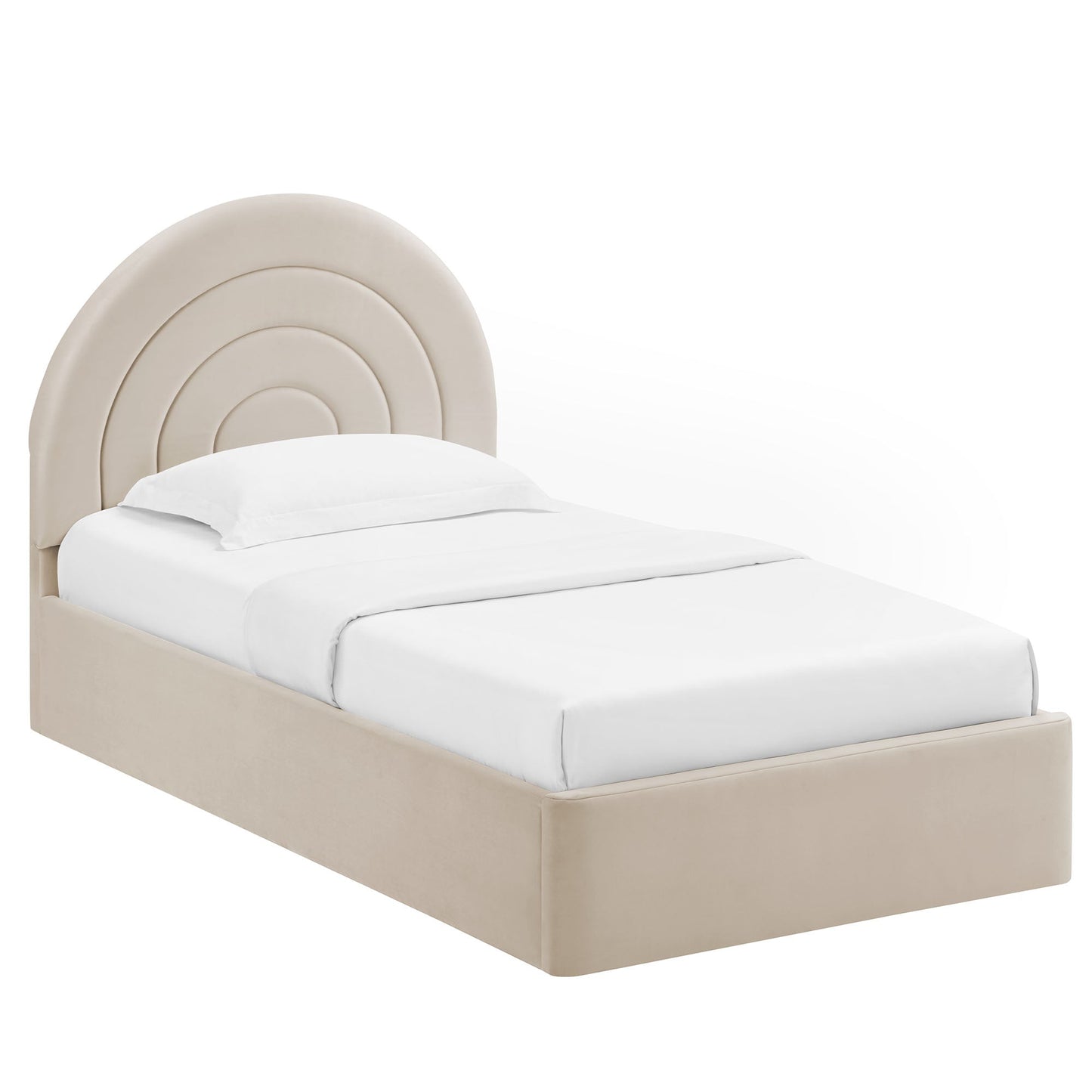 Modern Solana Arched and Twin Velvet Platform Bed