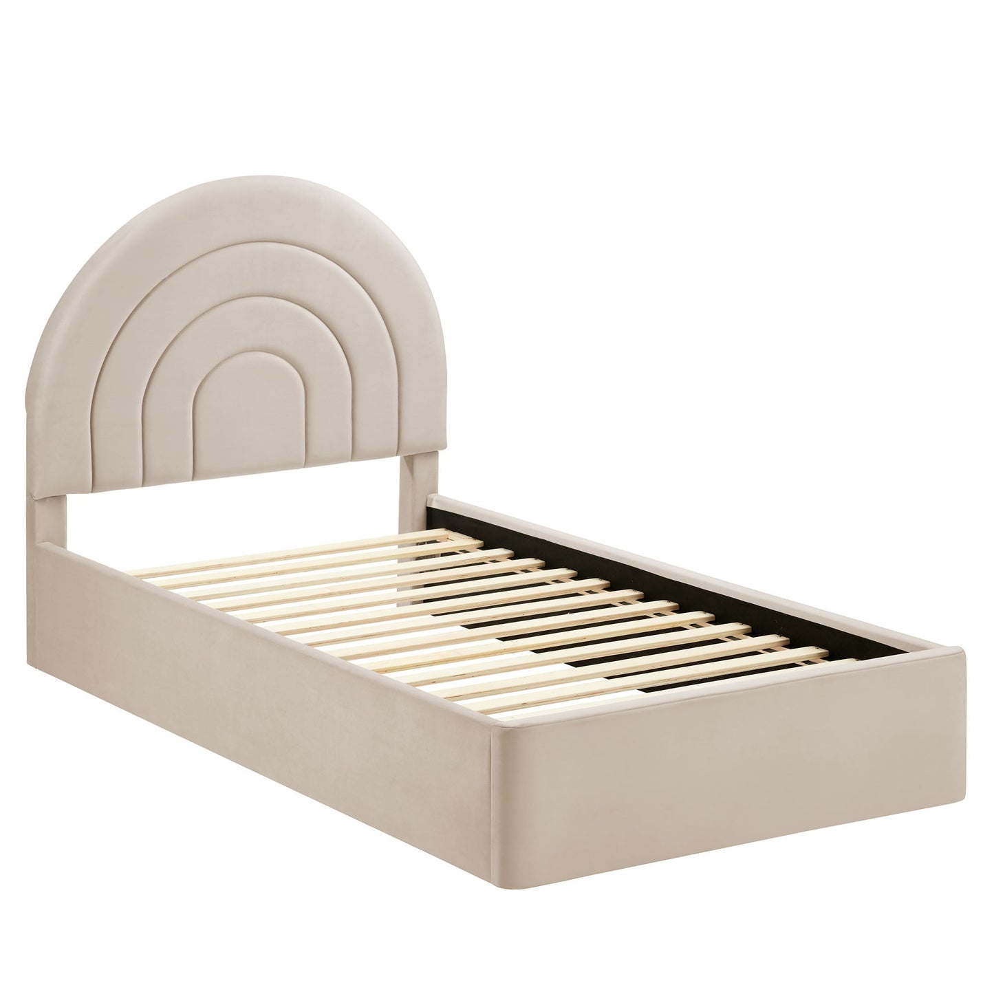 Modern Solana Arched and Twin Velvet Platform Bed