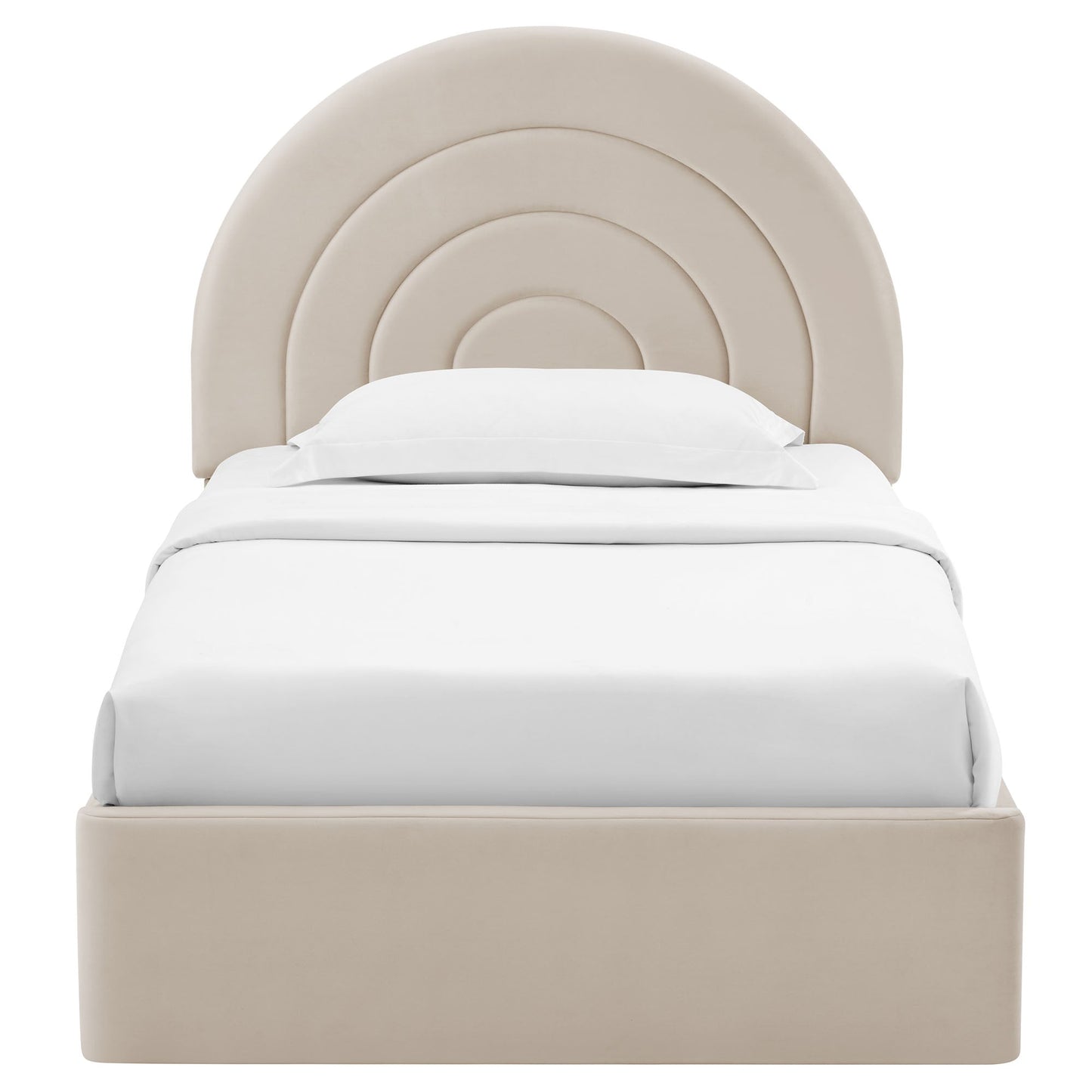 Modern Solana Arched and Twin Velvet Platform Bed