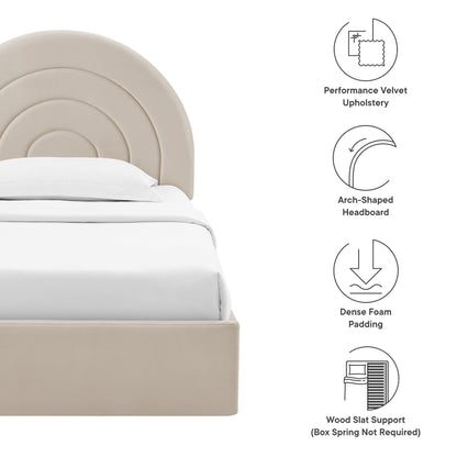 Modern Solana Arched and Twin Velvet Platform Bed