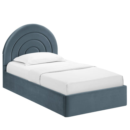 Modern Solana Arched and Twin Velvet Platform Bed