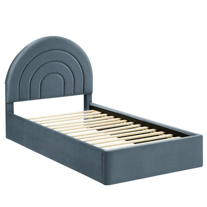 Modern Solana Arched and Twin Velvet Platform Bed