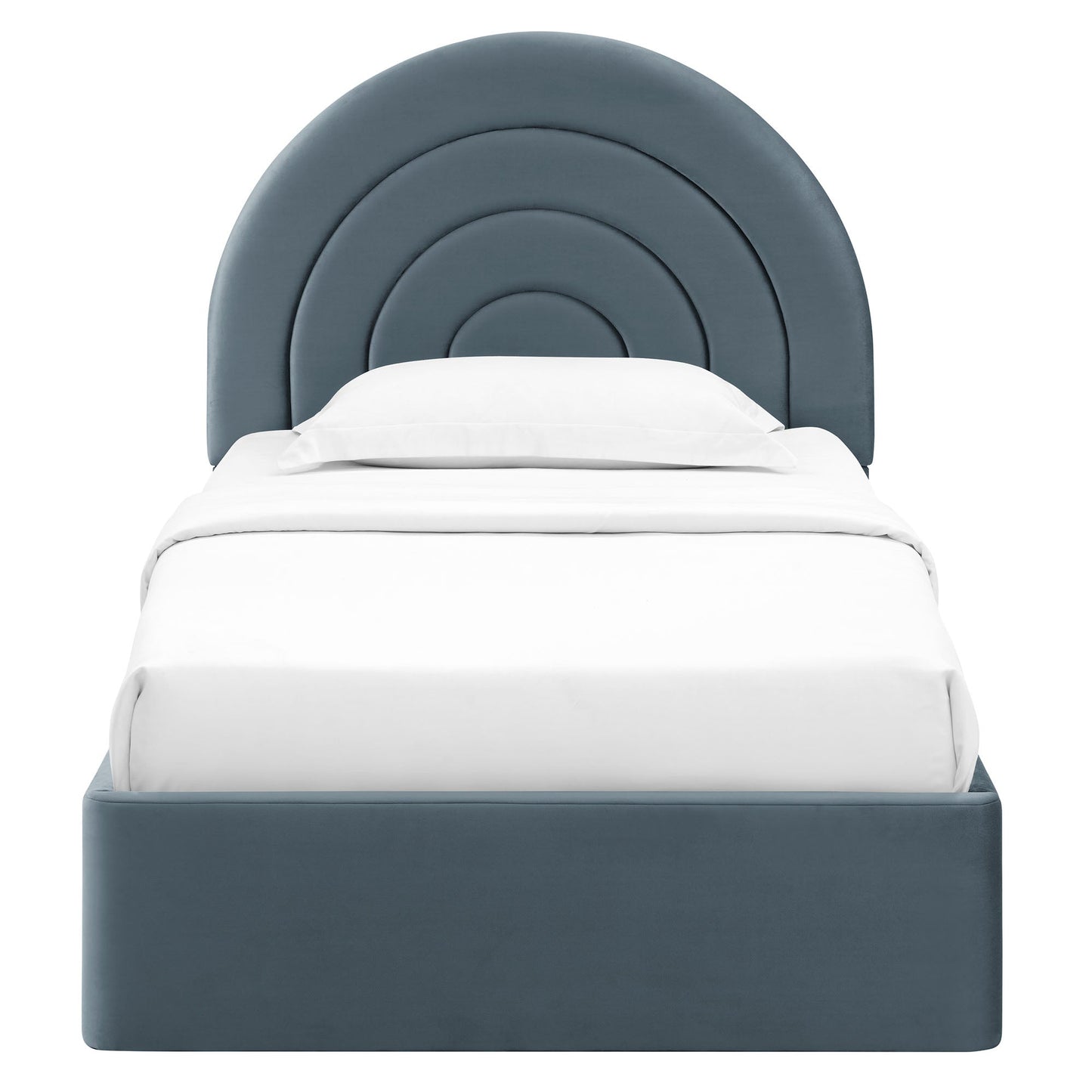 Modern Solana Arched and Twin Velvet Platform Bed