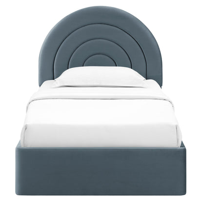 Modern Solana Arched and Twin Velvet Platform Bed