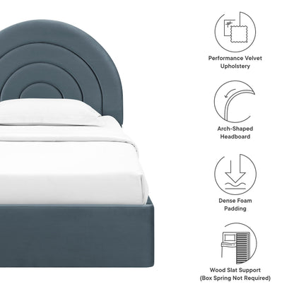 Modern Solana Arched and Twin Velvet Platform Bed
