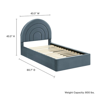 Modern Solana Arched and Twin Velvet Platform Bed