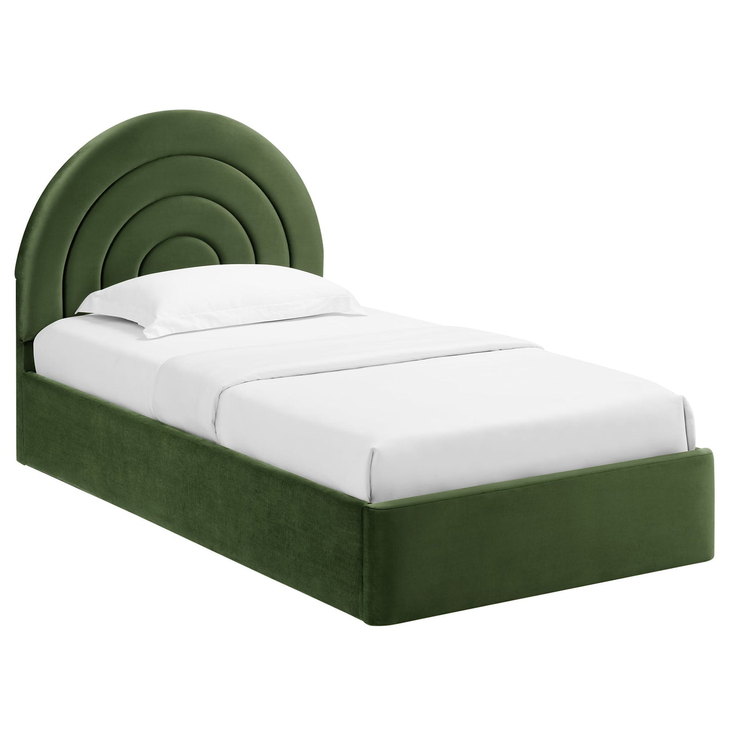 Modern Solana Arched and Twin Velvet Platform Bed