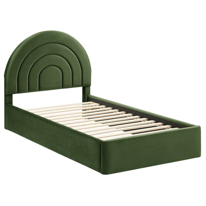 Modern Solana Arched and Twin Velvet Platform Bed
