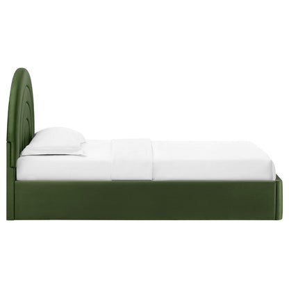 Modern Solana Arched and Twin Velvet Platform Bed