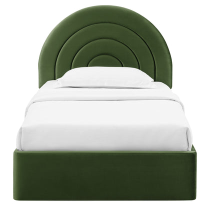 Modern Solana Arched and Twin Velvet Platform Bed
