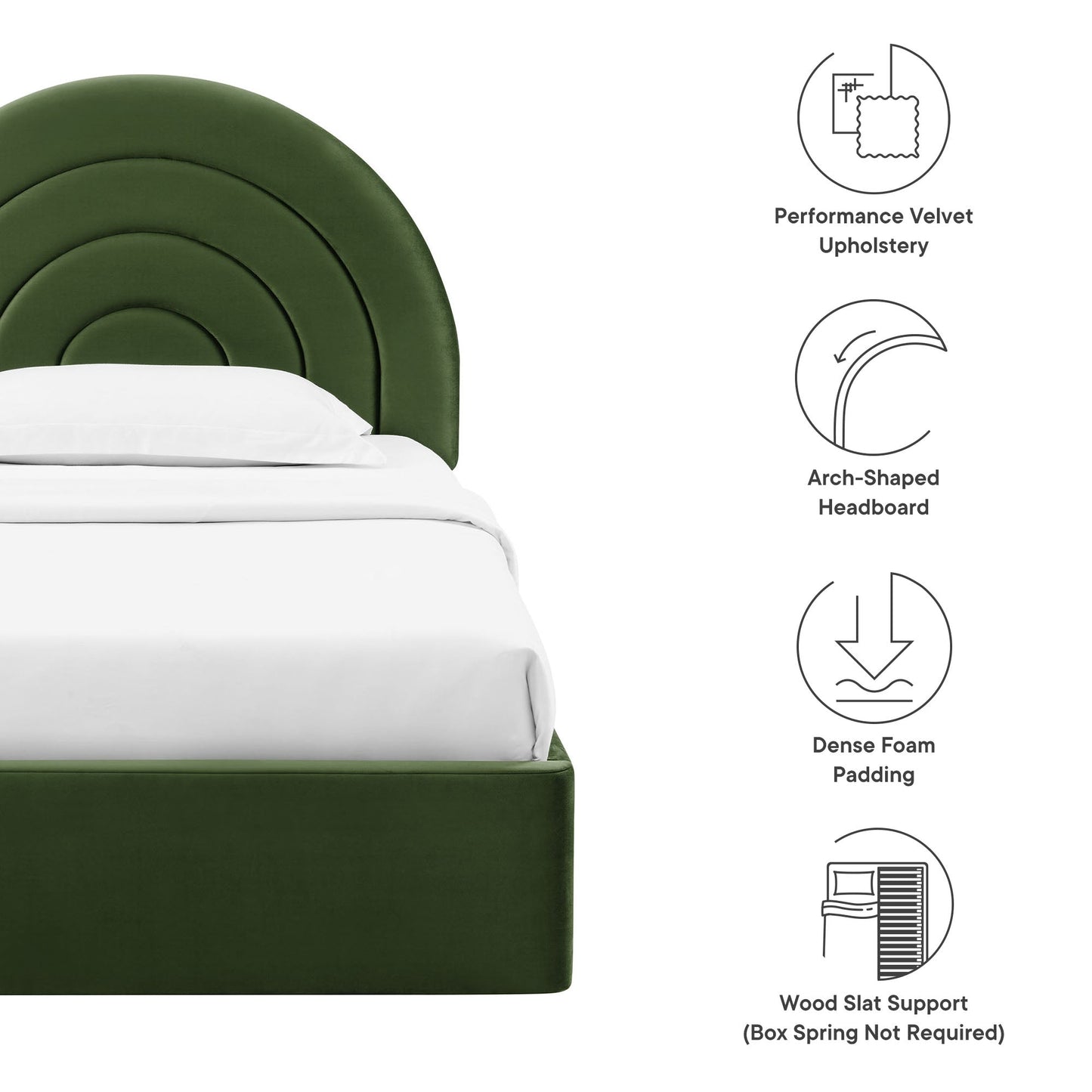 Modern Solana Arched and Twin Velvet Platform Bed