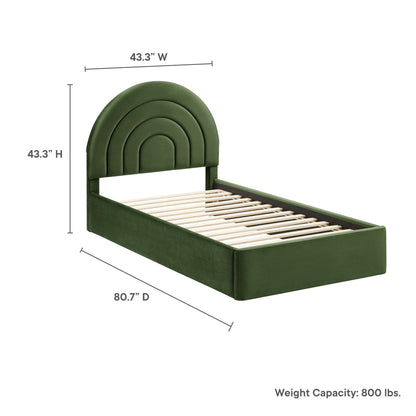 Modern Solana Arched and Twin Velvet Platform Bed
