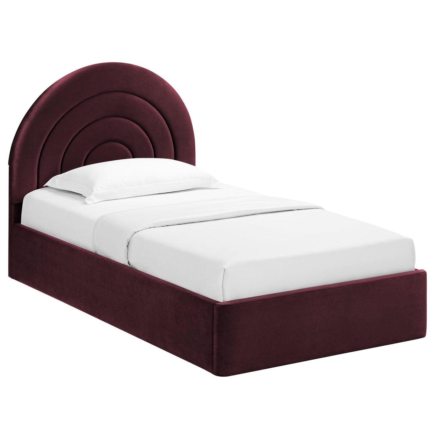 Modern Solana Arched and Twin Velvet Platform Bed