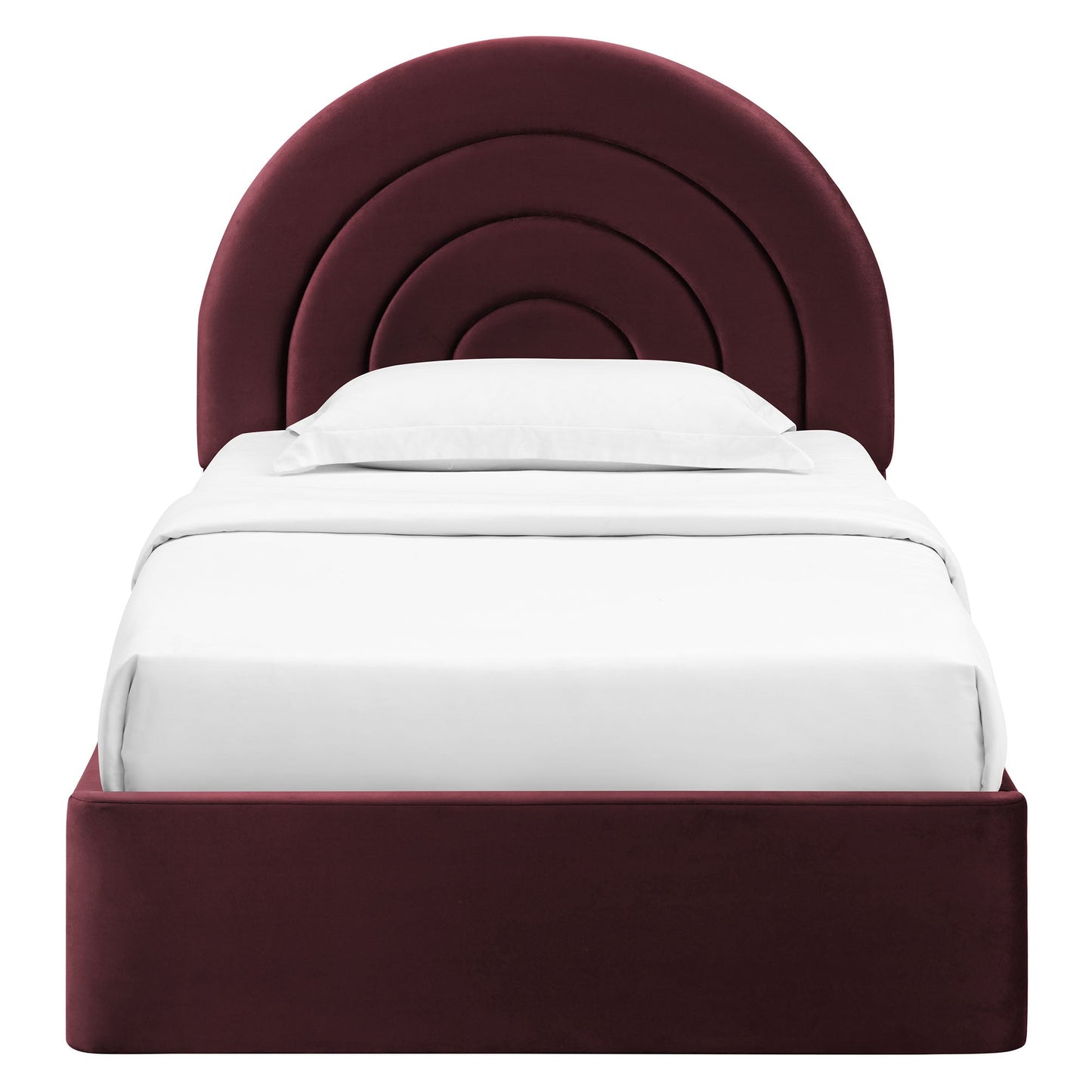 Modern Solana Arched and Twin Velvet Platform Bed