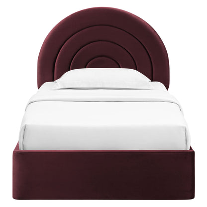 Modern Solana Arched and Twin Velvet Platform Bed