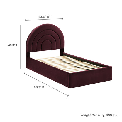 Modern Solana Arched and Twin Velvet Platform Bed