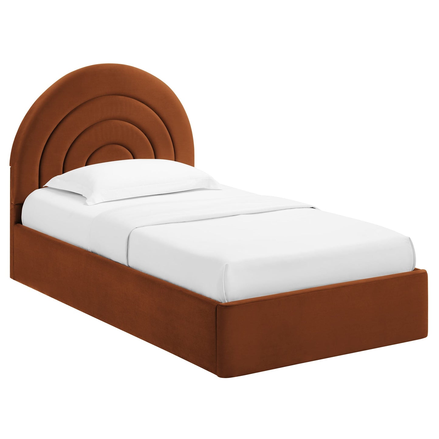 Modern Solana Arched and Twin Velvet Platform Bed