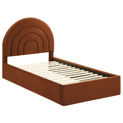 Modern Solana Arched and Twin Velvet Platform Bed