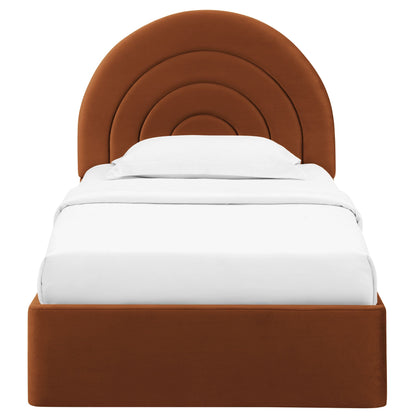 Modern Solana Arched and Twin Velvet Platform Bed