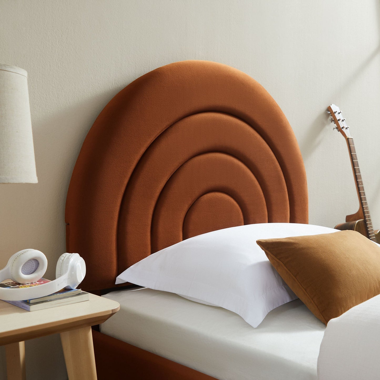 Modern Solana Arched and Twin Velvet Platform Bed