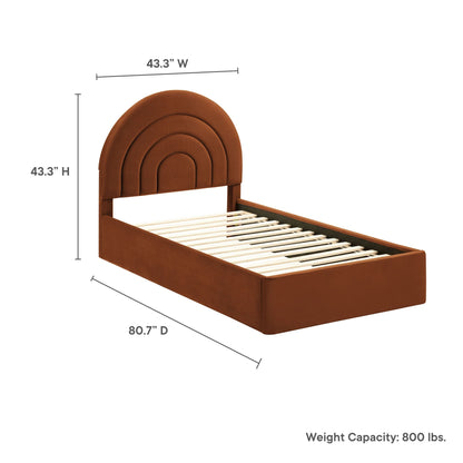 Modern Solana Arched and Twin Velvet Platform Bed
