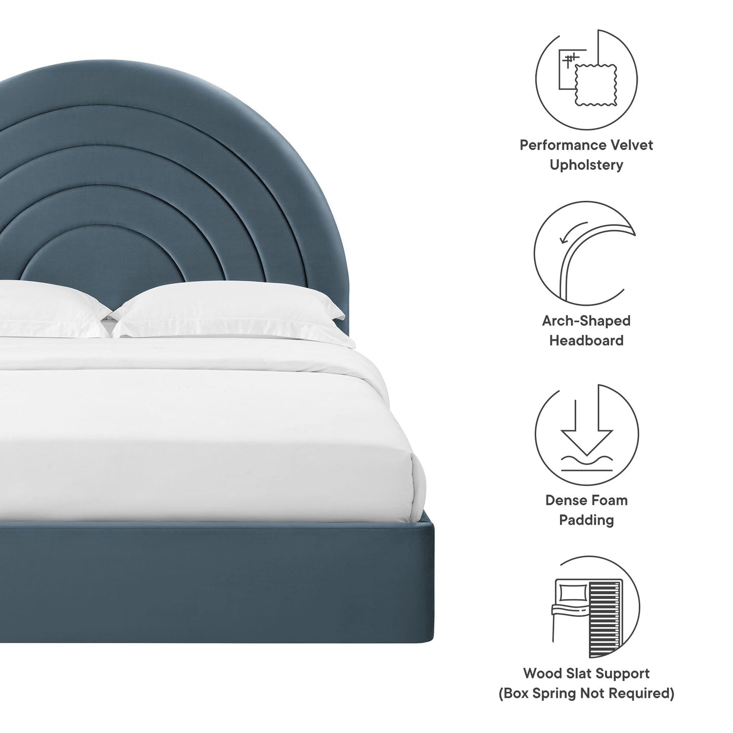 Solana Arched Performance Velvet Queen Bed