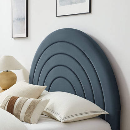 Solana arched velvet king platform bed in blue-gray upholstery by Modway on Tampa Home & Garden Store