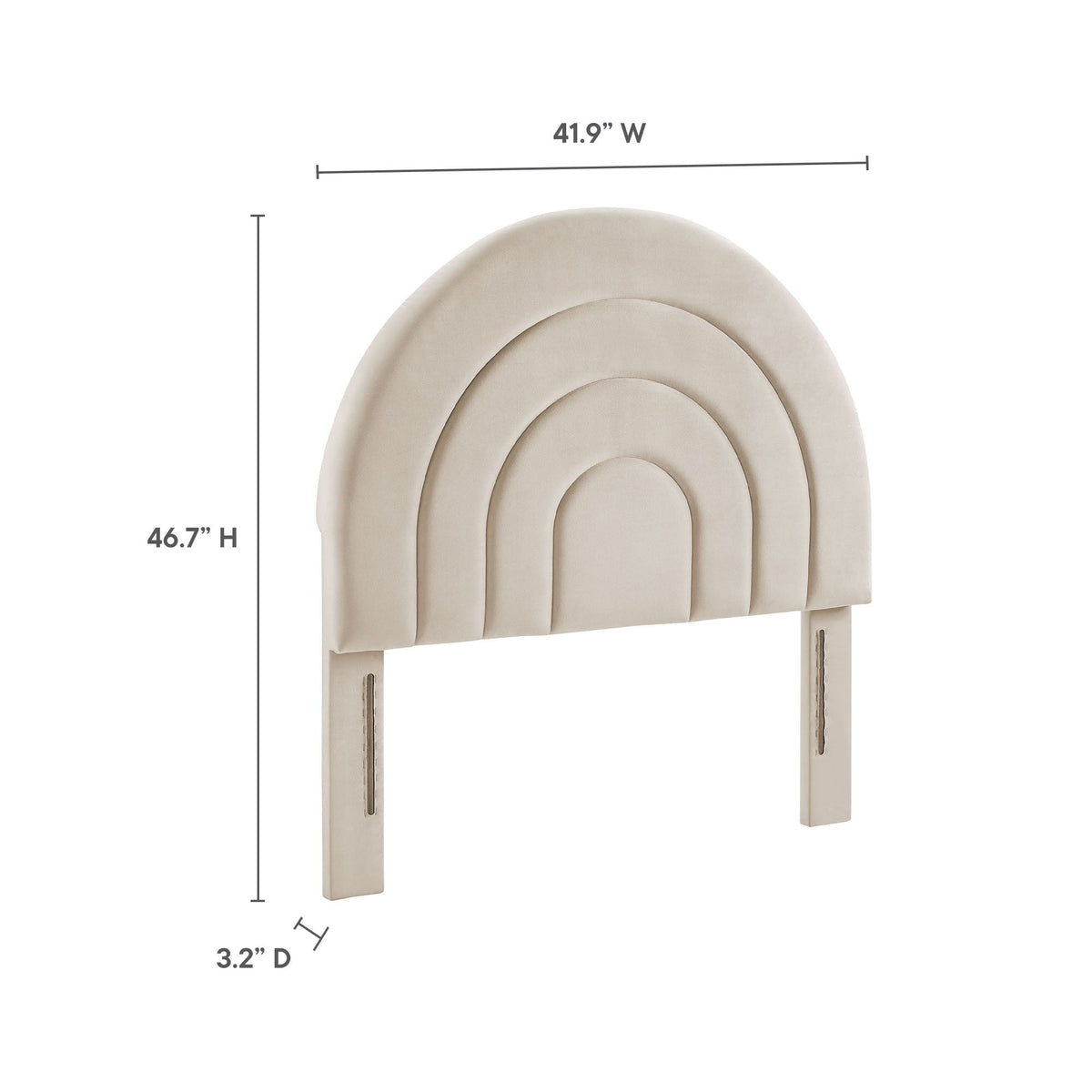 Solana arched performance velvet headboard in beige with concentric arch design on Tampa Home & Garden Store
