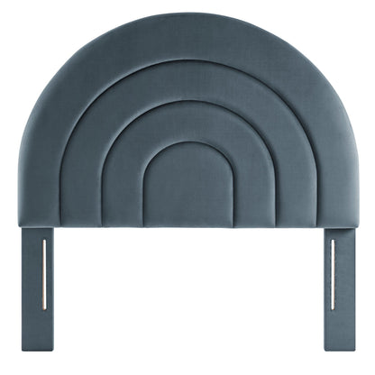 Solana Arched Velvet Headboard blue-gray with concentric tufting by Modway HouseOfZazla on Tampa Home & Garden Store
