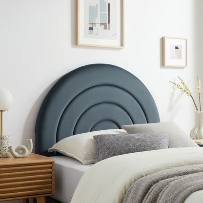 Solana Arched Performance Velvet Headboard by Modway in blue-gray velvet for the bedroom on Tampa Home & Garden Store