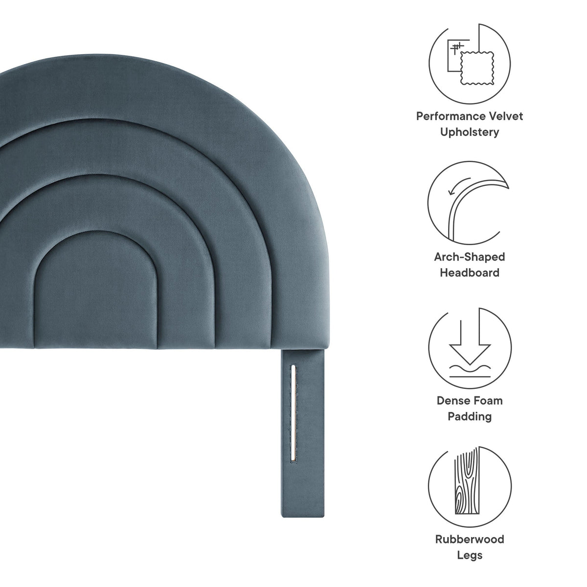 Solana Arched Performance Velvet Headboard bluegray velvet arched bedroom piece by Modway on Tampa Home & Garden Store