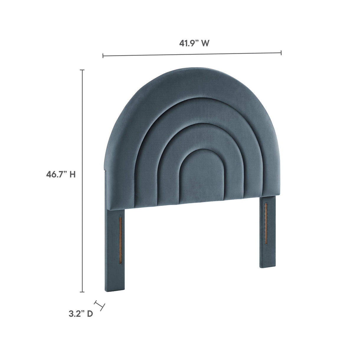 Solana Arched Velvet Headboard in blue-gray with concentric arches, 46.7H x 41.9W by Modway on Tampa Home & Garden Store