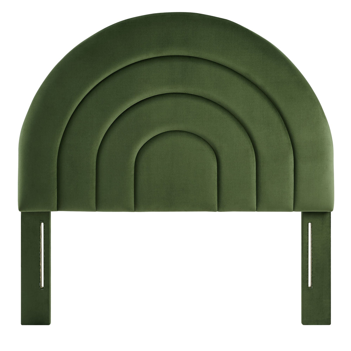 Solana arched performance velvet headboard in green fabric with concentric curved panels on Tampa Home & Garden Store