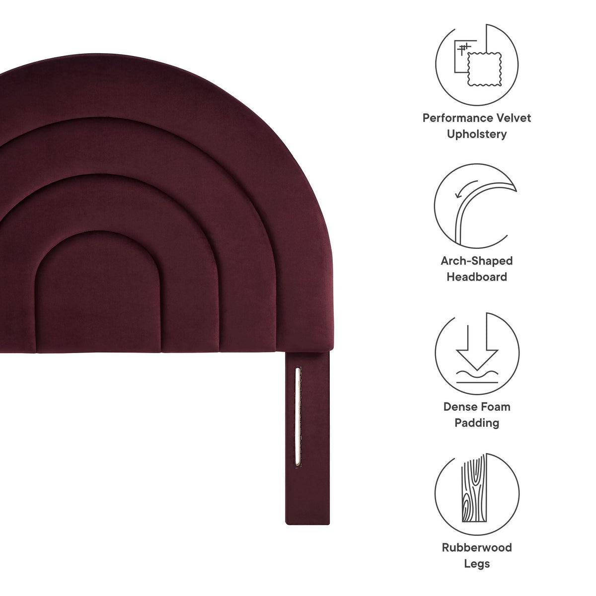 Solana arched performance velvet headboard in deep burgundy by HouseOfZazla on Tampa Home & Garden Store