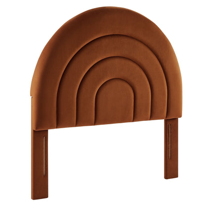 Solana arched performance velvet headboard in burnt orange by Modway for bedroom on Tampa Home & Garden Store