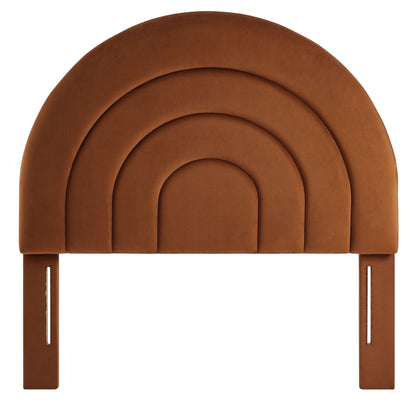 Solana arched performance velvet headboard in warm brown with concentric curves by Modway on Tampa Home & Garden Store