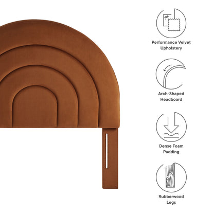 Solana Arched Performance Velvet Headboard by Modway, warm tan velvet with curved panels on Tampa Home & Garden Store