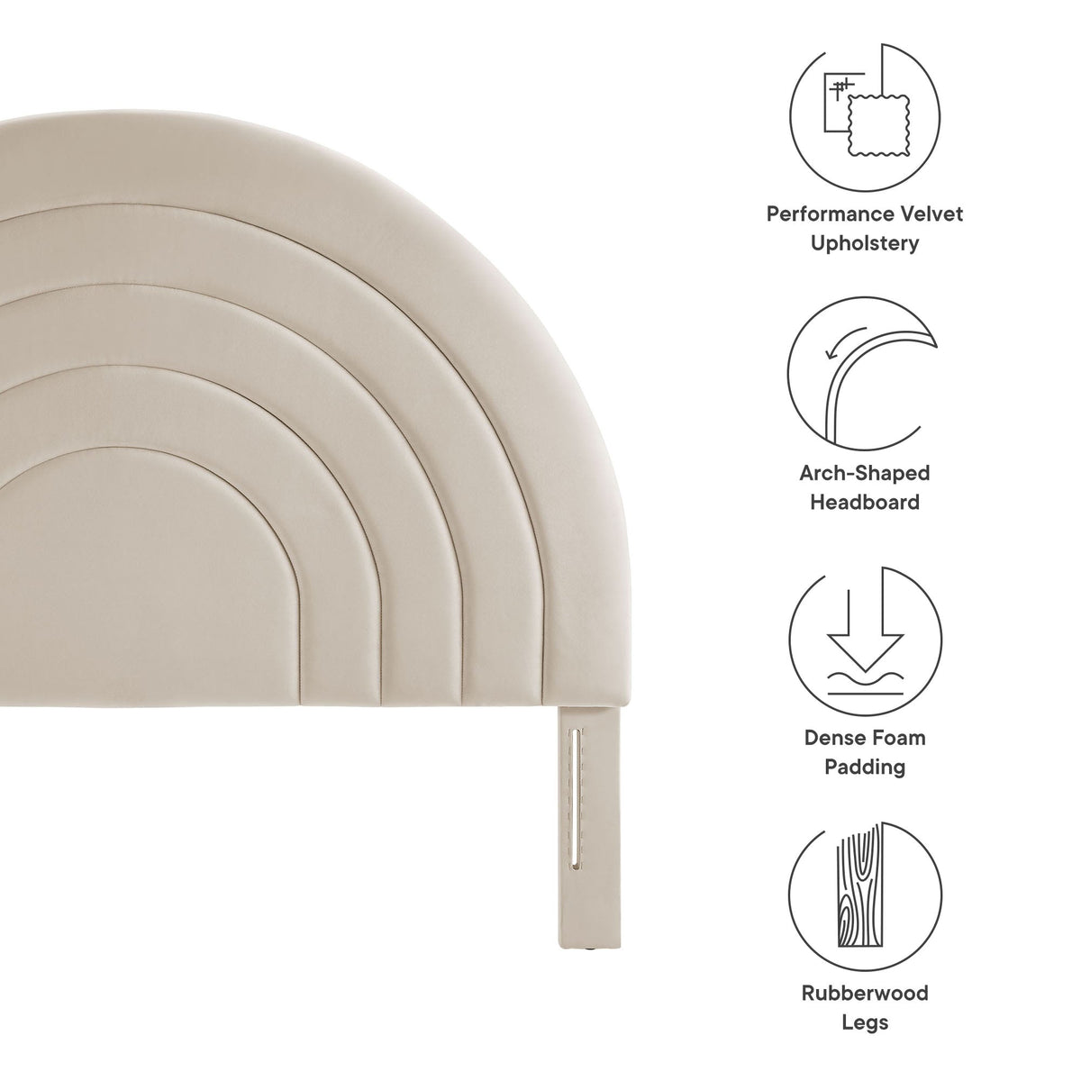 Solana arched performance velvet full headboard in beige with quilted concentric curves by Modway on Tampa Home & Garden Store