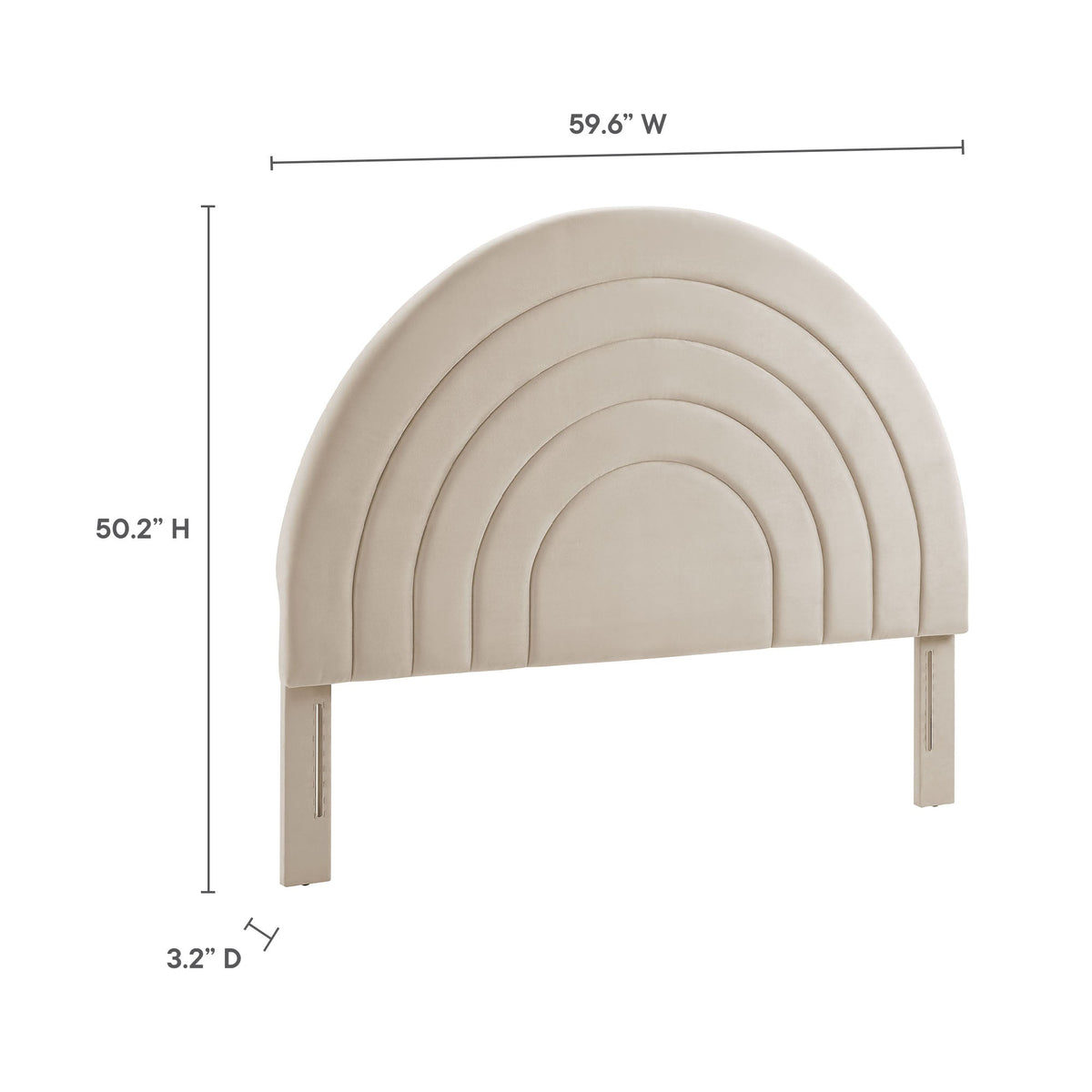 Solana Arched Performance Velvet Full Headboard beige velvet with arcs by HouseOfZazla on Tampa Home & Garden Store