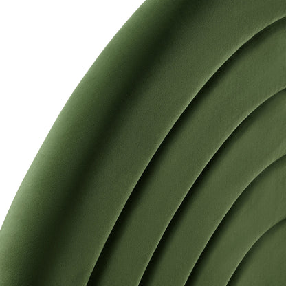 Solana arched performance velvet full headboard fabric close-up in rich green on Tampa Home & Garden Store