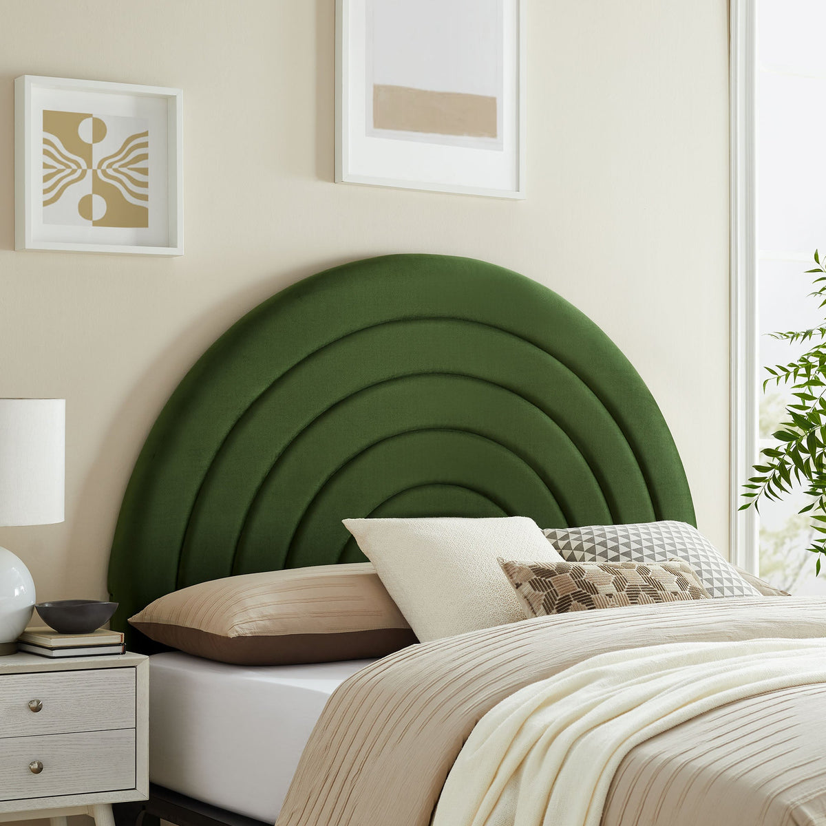 Solana Arched Performance Velvet Full Headboard in emerald green by HouseOfZazla on Tampa Home & Garden Store